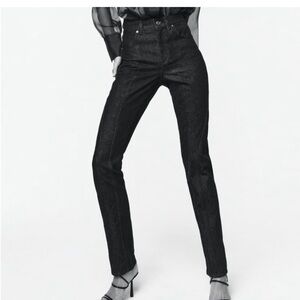 NWT Zara The Panelled Slim High Rise Black Jeans. Size 4